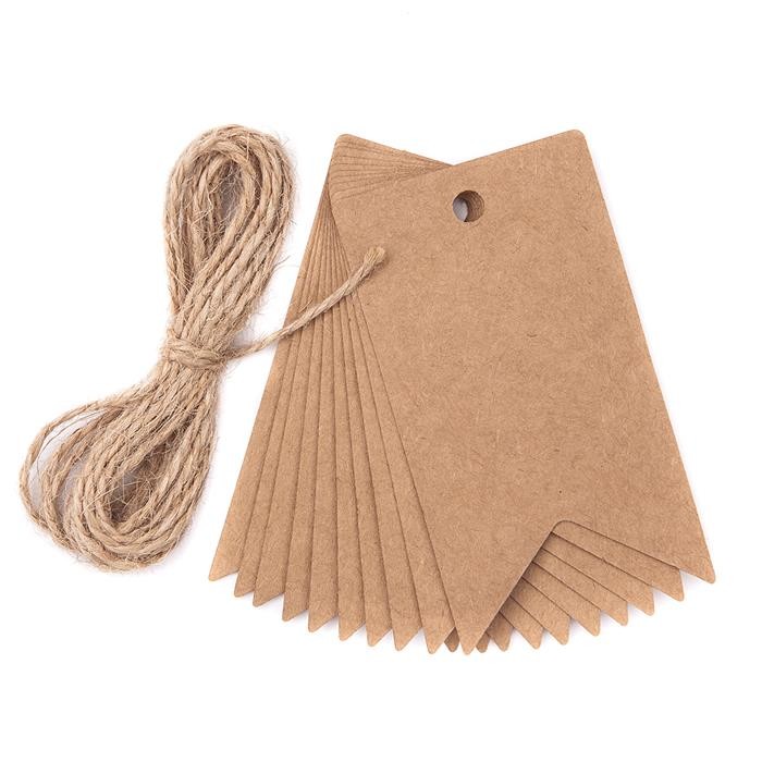 Zawieszki kraft ze sznurkiem BANER 12szt.