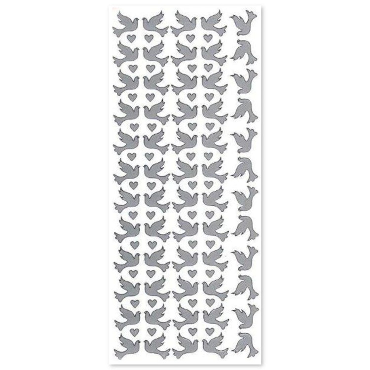 Naklejki stickery Gołąbki i serca srebrne