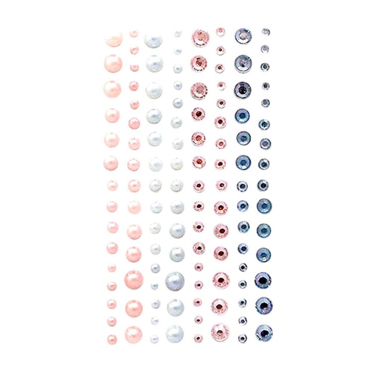 Kryształki i perły samoprzylepne dpCraft Sweet Pink & Blue 120 szt.