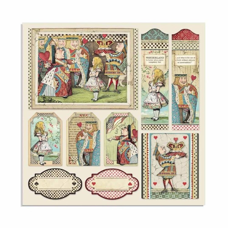 Papier scrapbookingowych Stamperia Alice Gold 09