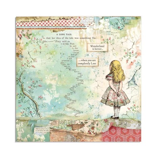 Papier scrapbookingowych Stamperia Alice Gold 01