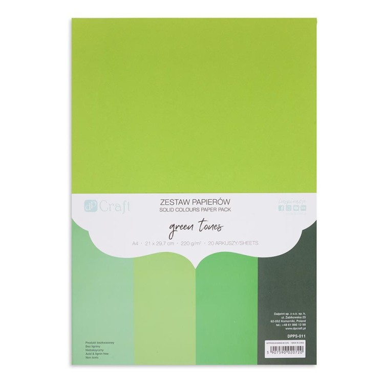 Zestaw papierów A4 Green Tones 20 arkuszy