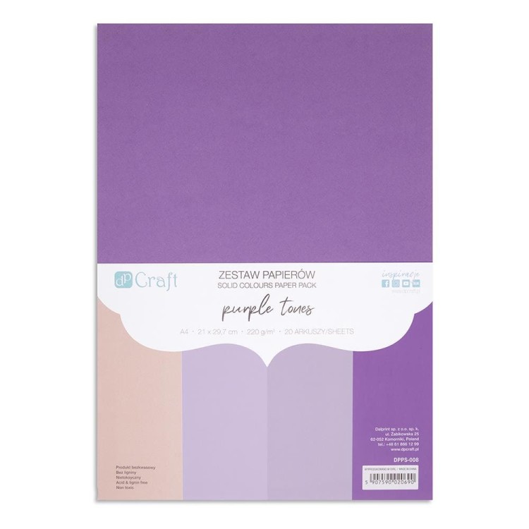 Zestaw papierów A4 Purple Tones 20 arkuszy