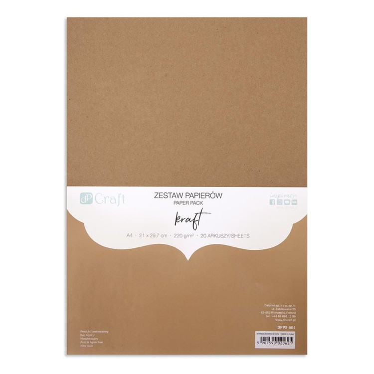 Zestaw papierów A4 Kraft 20 arkuszy