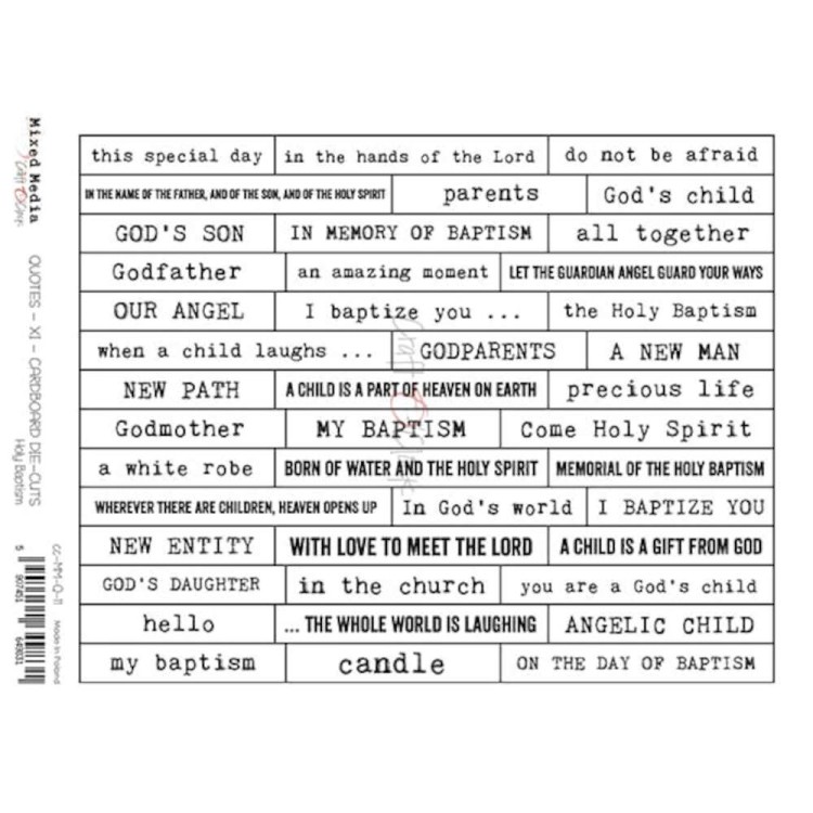 Napisy tekturki Die Cuts Chrzest Święty – Angielskie