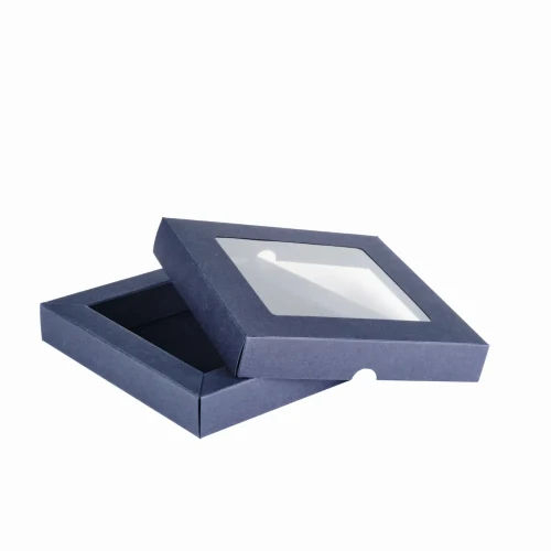 Pudełko Granatowe Shadow box z okienkiem