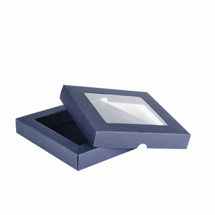 Pudełko Granatowe Shadow box z okienkiem