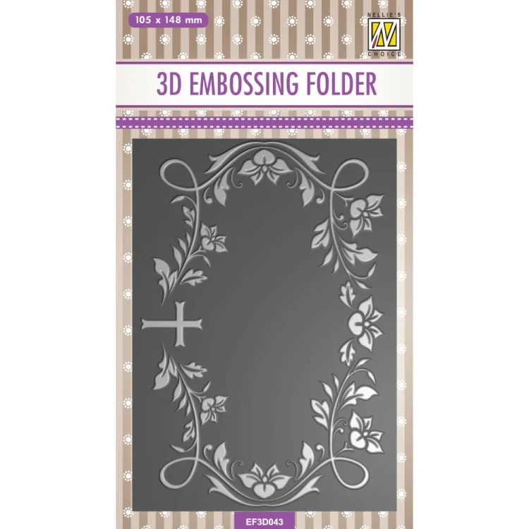 Folder do embossingu 3D Roślinna Ramka z Krzyżem