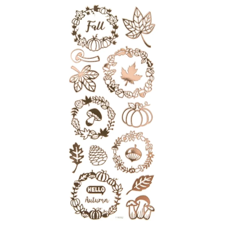 Naklejki ażurowe Jesień Złote 19 sztuk