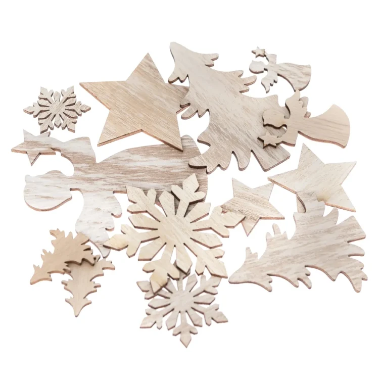 Drewniane motywy świąteczne Bielone