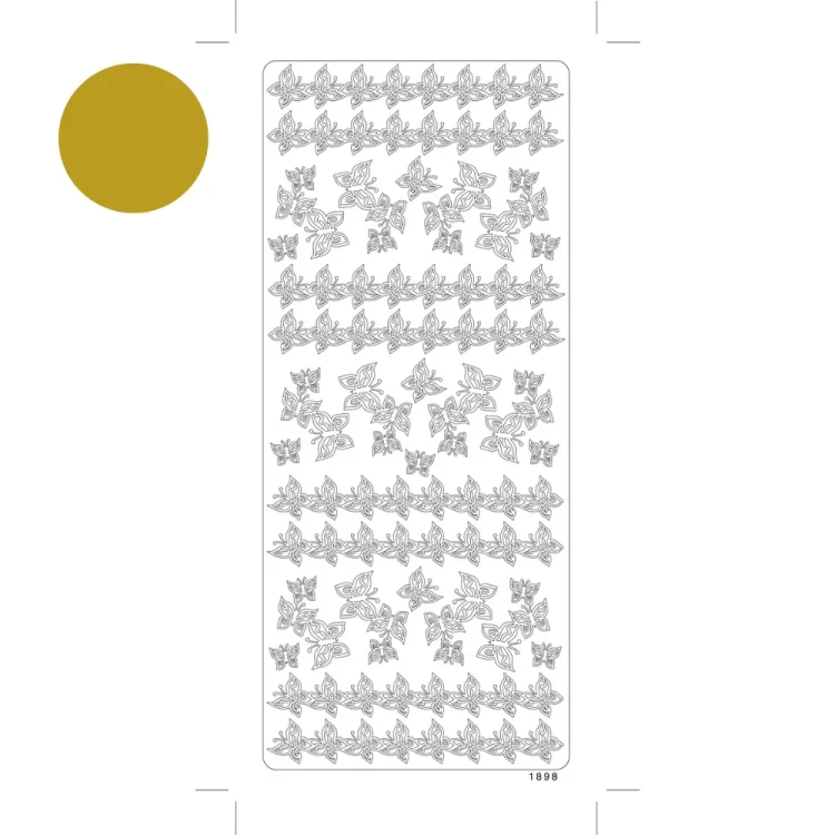 Paski z Motylkami Naklejka ażurowa Złota