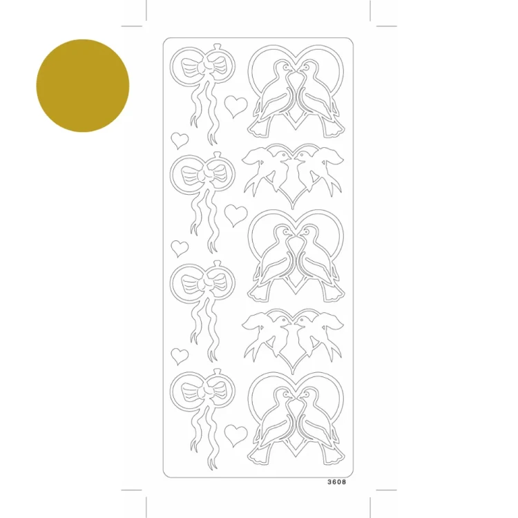 Para Gołębi Naklejka ażurowa Złota