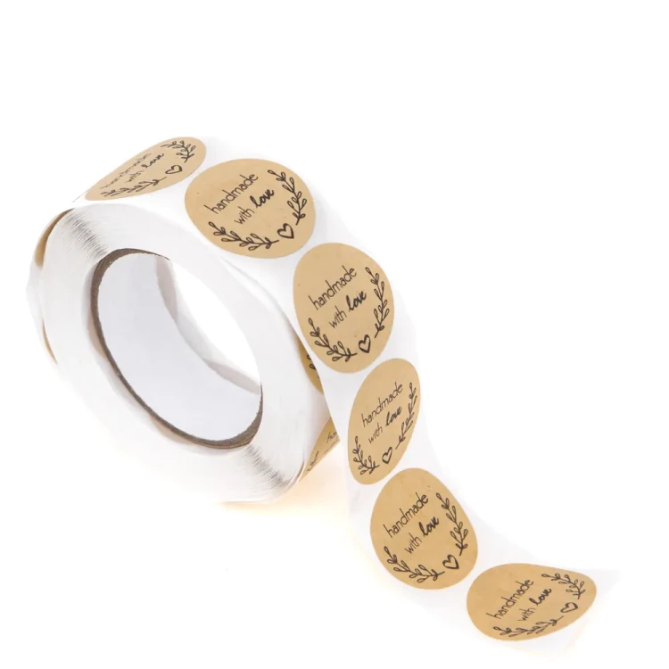 Handmade with Love Naklejki Kraft