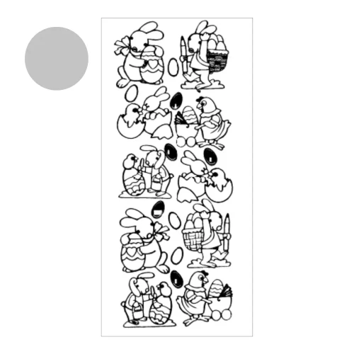 Naklejka ażurowa Zając z Pisanką Srebrna