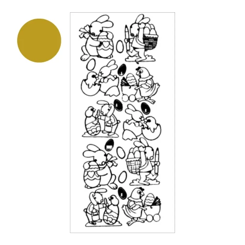 Naklejka ażurowa Zając z Pisanką Złota