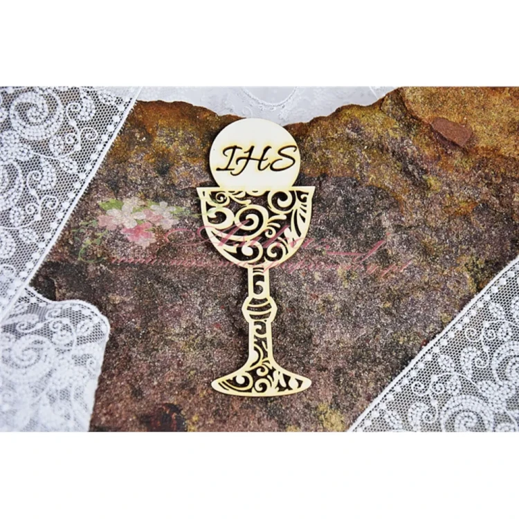 Ażurowy kielich z hostią - tekturka ozdobna