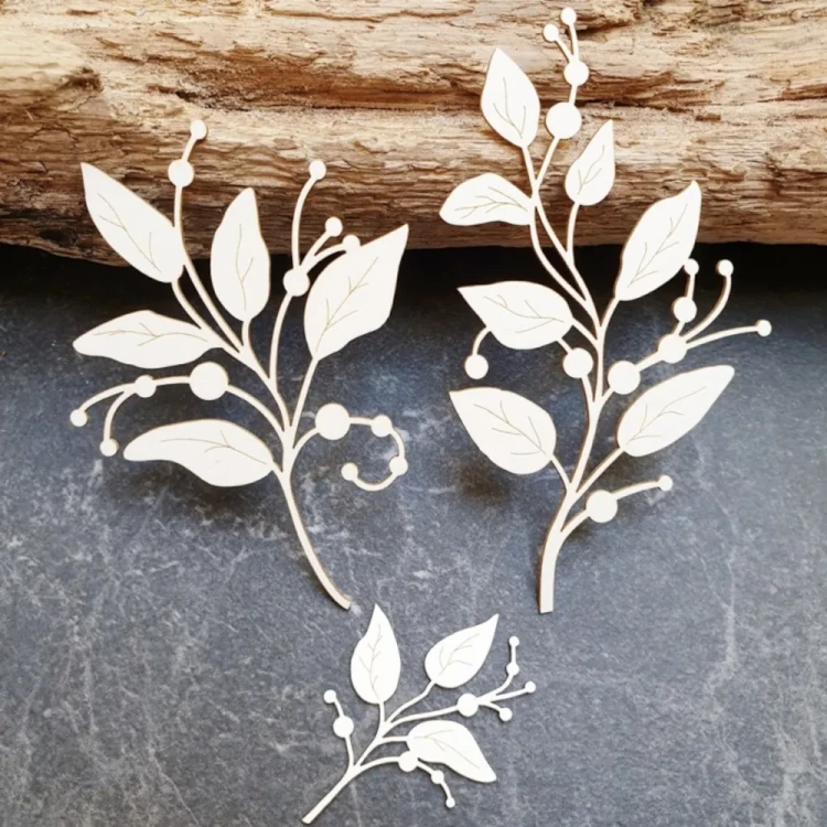 Komplet listków z kuleczkami - tekturka ozdobna