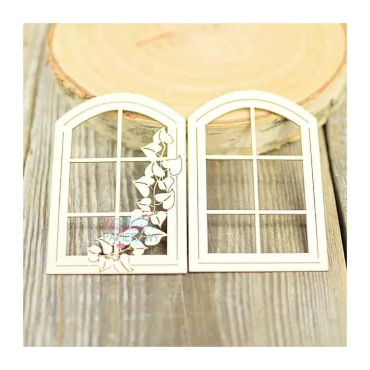 Okno z bluszczem - tekturka ozdobna