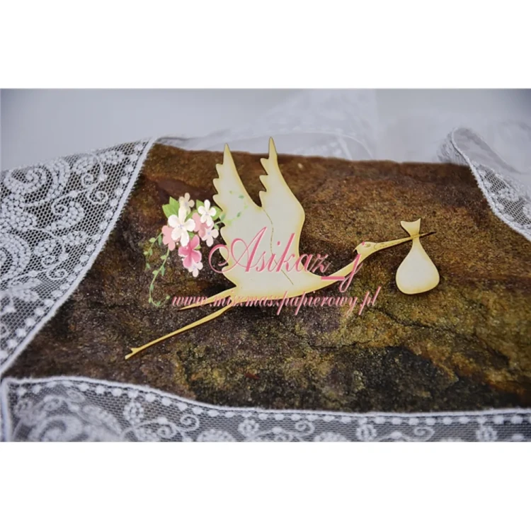 Bocian z dzidziusiem - tekturka ozdobna