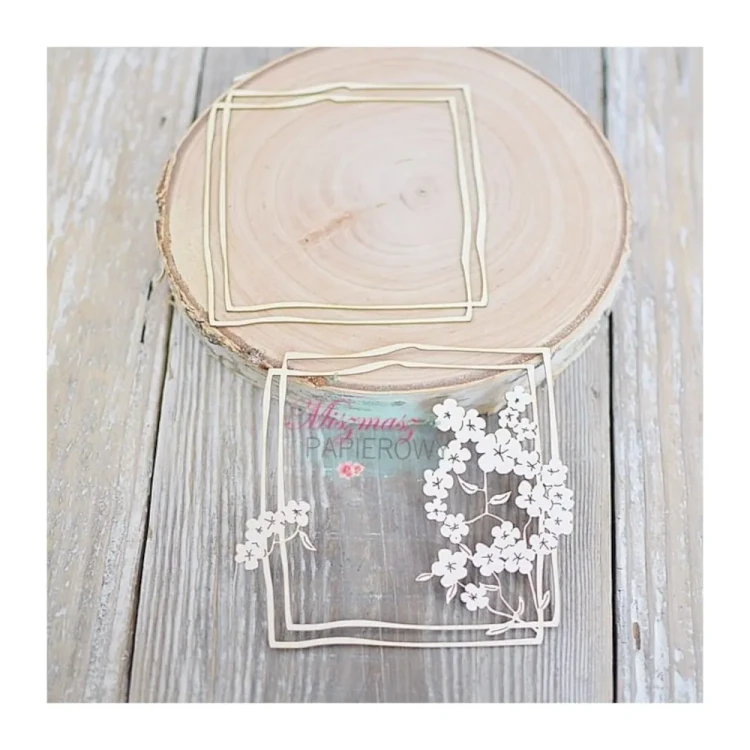 Kwadratowe ramki wiosenne - tekturka ozdobna
