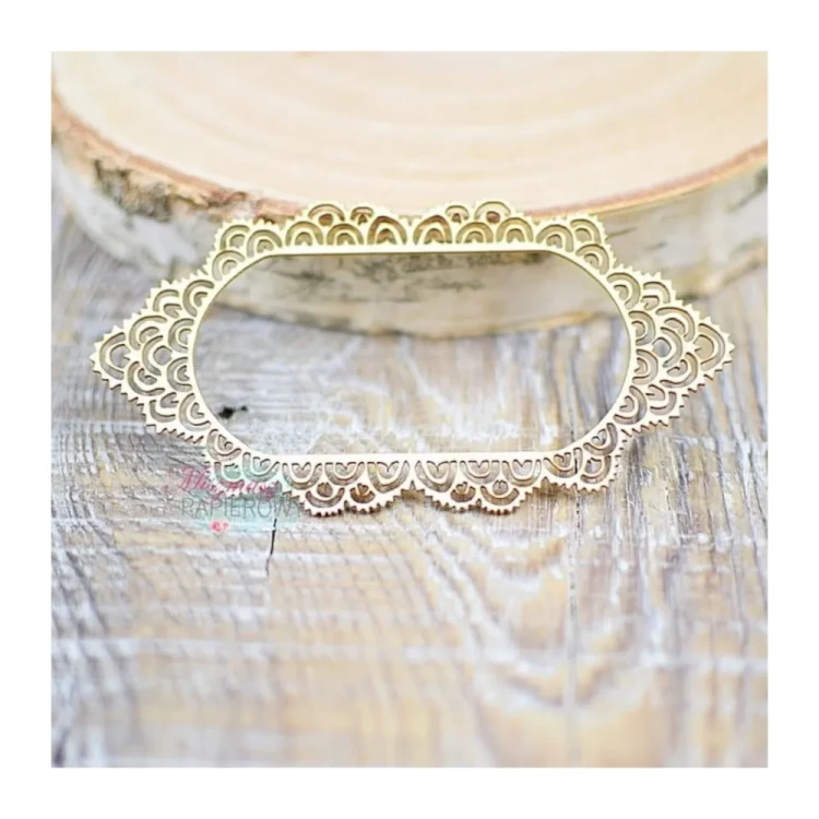 Owalna, koronkowa ramka - tekturka ozdobna