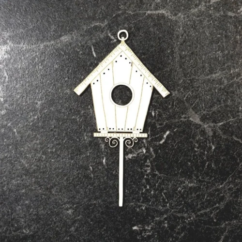 Budka dla ptaków z nóżką - tekturka ozdobna