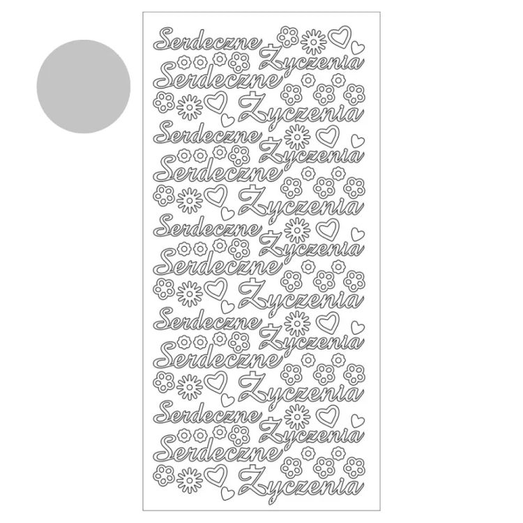 Naklejka ażurowa Serdeczne Życzenia Srebrna