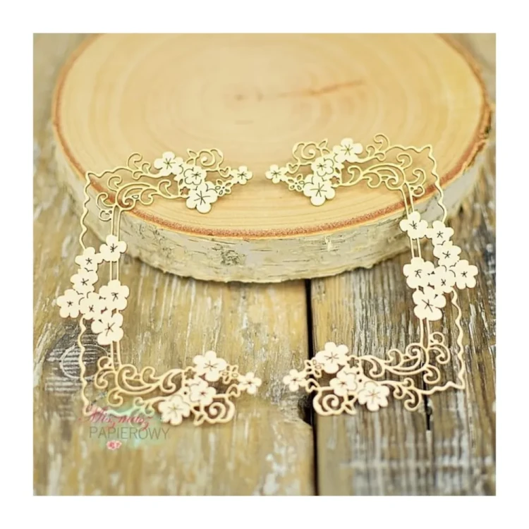 Kwadratowy ozdobnik japońska wiśnia – tekturka ozdobna