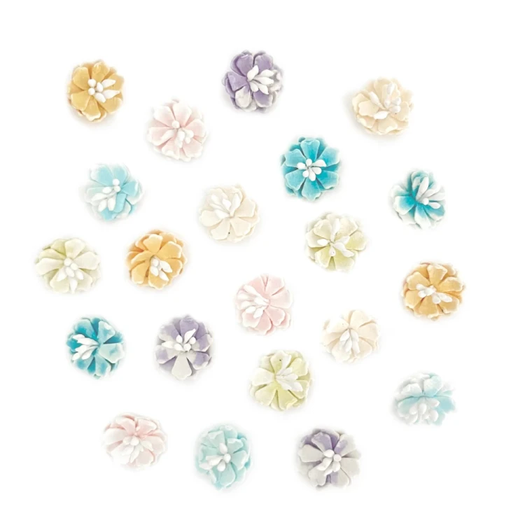 Kamelie Tęczowe Kwiaty papierowe 1,5cm 21 sztuk