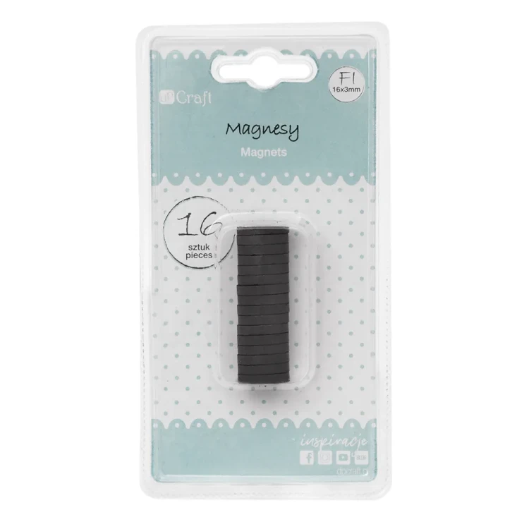 Magnesy czarne ferrytowe 16x3 mm 16 sztuk DPMG-009