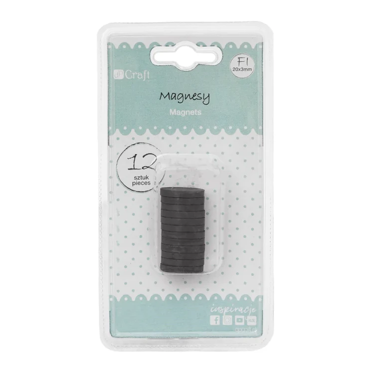 Magnesy czarne ferrytowe 20x3 mm 12 sztuk DPMG-010