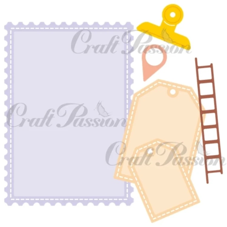ATC Ramka Znaczek Pocztowy z Dodatkami Zestaw wykrojników do papieru Craft Passion