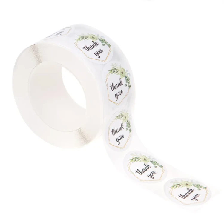 Naklejki na rolce Thank You Kwiatowe 500 sztuk