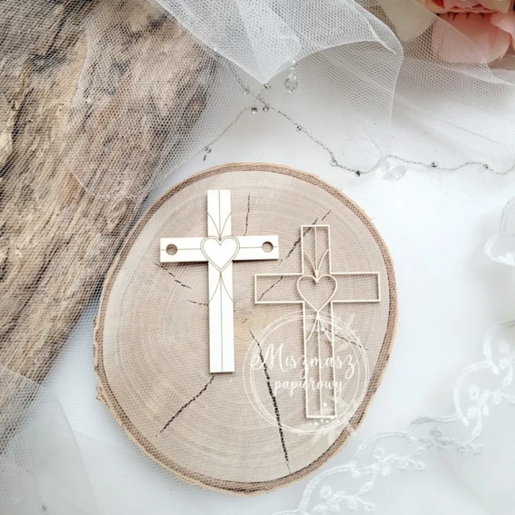 Dwa Krzyże z Serduszkiem Miszmasz Papierowy