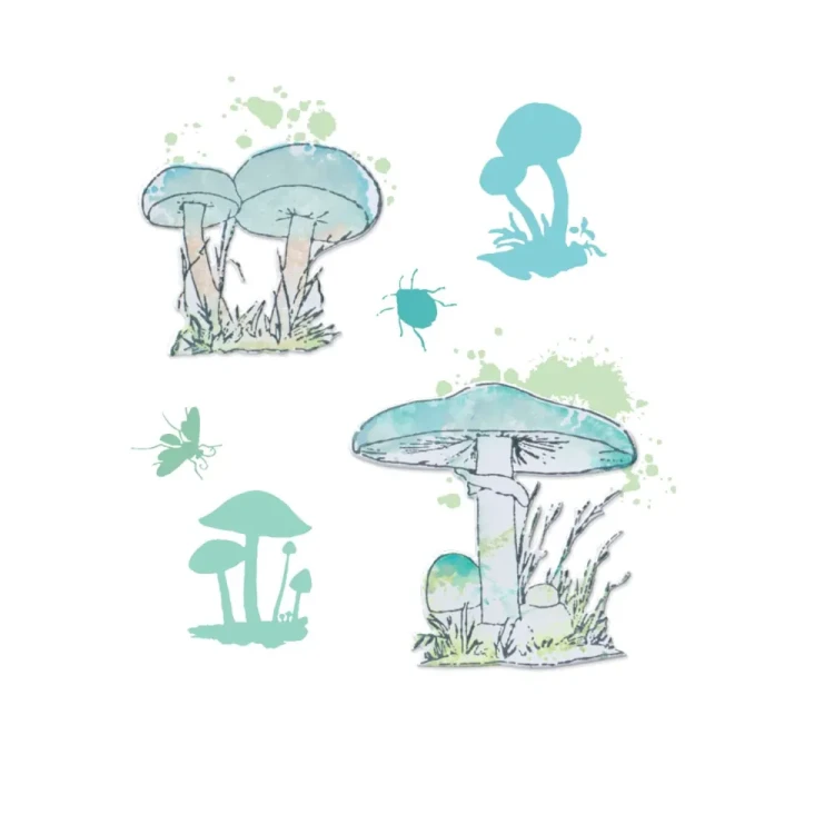 Zestaw Stempli i Wykrojników Painted Pencil Mushrooms • Sizzix