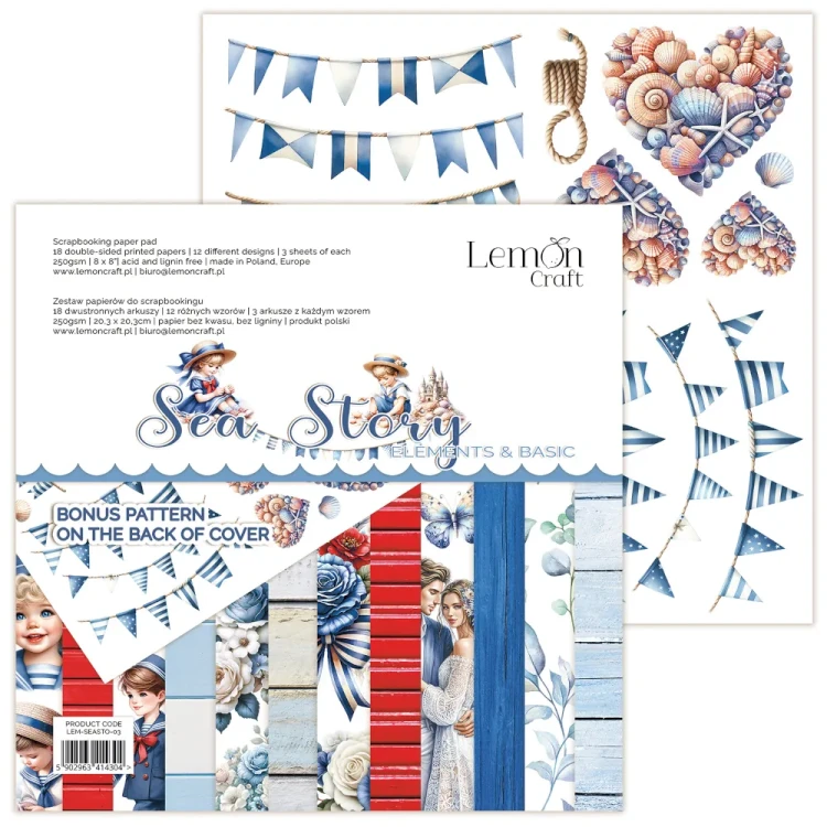Sea Story Bloczek papierów do scrapbookingu 20x20cm