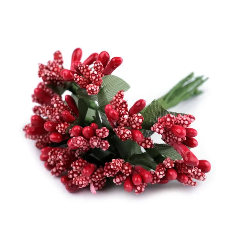 Pręciki do Kwiatków Bukiecik Czerwony 12 sztuk