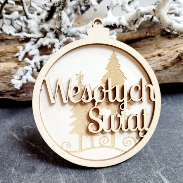 Bombka 3D z Choinkami i Napisem