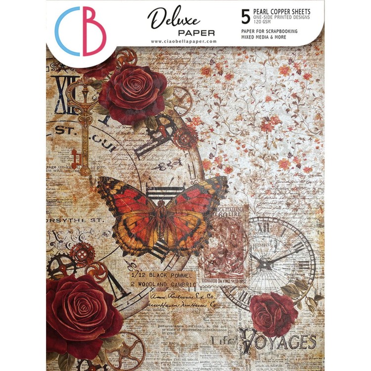 Zestaw Deluxe Cabinet of Curiosities Pearl-Copper A4 5 arkuszy - Ciao Bella