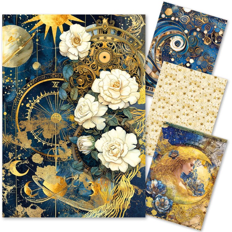 Zestaw Papierów Ryżowy A4 Mixed Celestial 4 arkusze - Ciao Bella