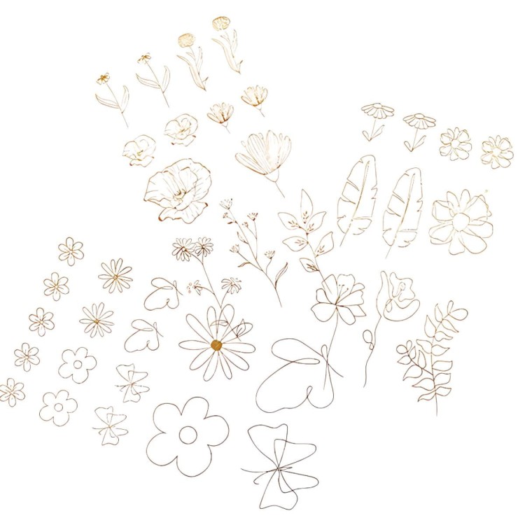 Naklejki Złote Kwiaty PVC dpCraft - 3 arkusze