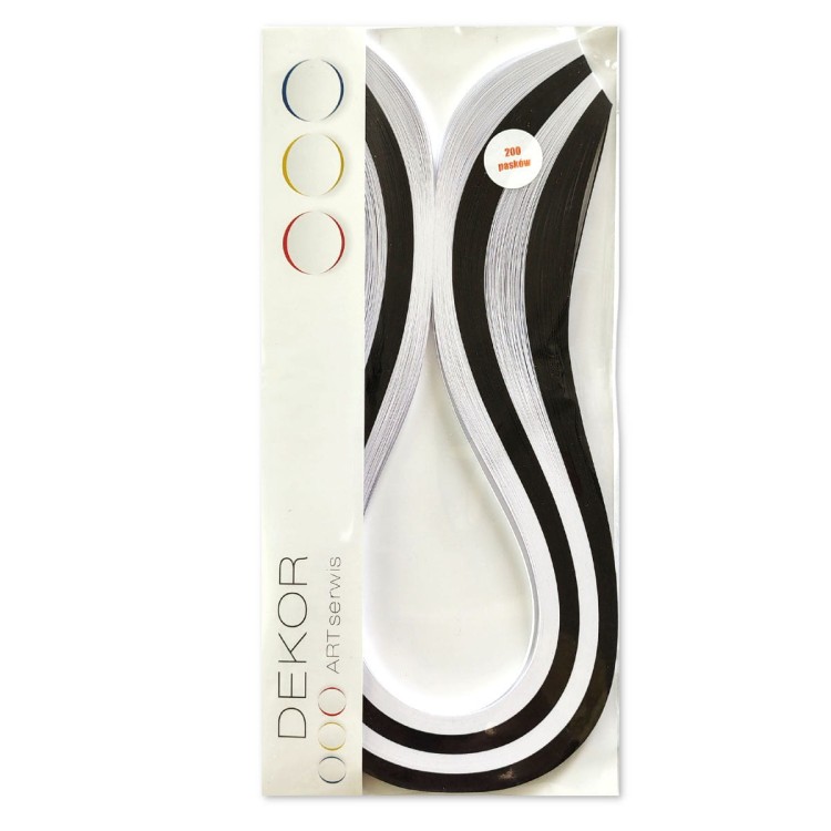 Paski do quillingu Białe, Czarne 3mm 42cm 200 sztuk