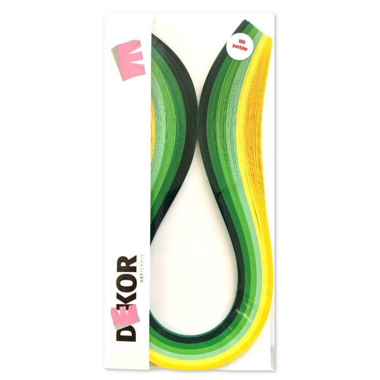 Paski do quillingu Żółte, Zielone 3mm 42cm 180 sztuk