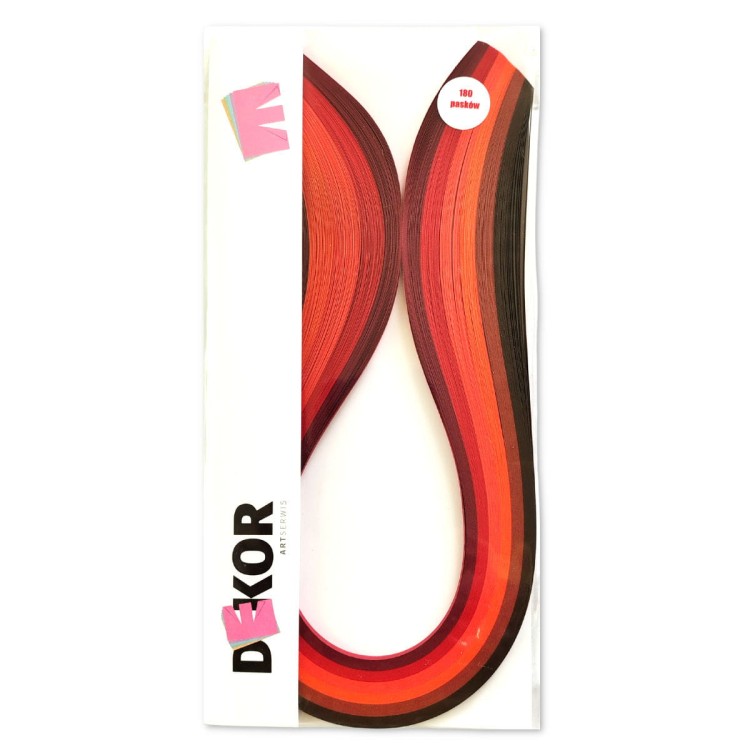 Paski do quillingu Czerwone, Brązowe 3mm 42cm 180 sztuk