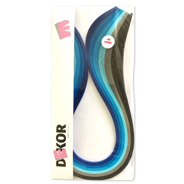 Paski do quillingu Niebieskie, Szare 3mm 42cm 180 sztuk