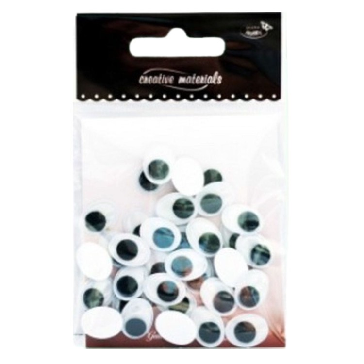 Oczy z ruchomą źrenicą samoprzylepne 10x12mm ok. 30 sztuk