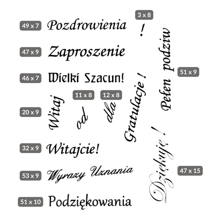 Wymiary stempli podane w [mm]