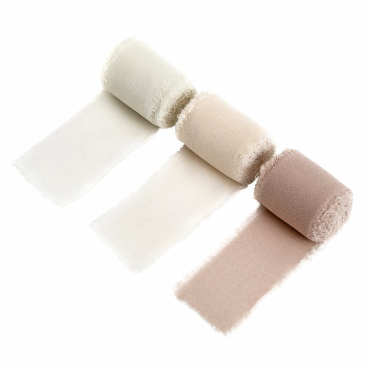 Tasiemki Szyfonowe Cream Beige dpCraft 4 cm x 5 m 3 sztuki