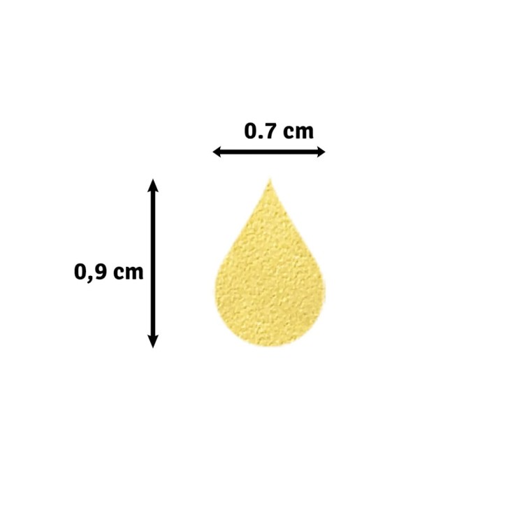 Wymiary wyciętej kropli 0,7 x 0,9 cm