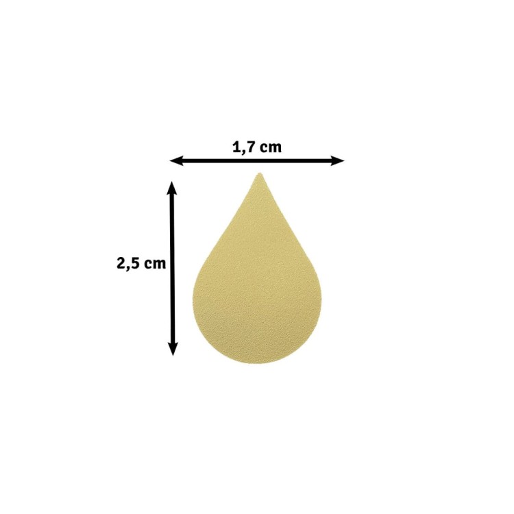 Wymiary wyciętej kropli 1,7 x 2,5 cm